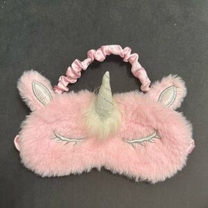 Kids Pink Unicorn Plush Sleep Mask Faux Fur Soft Travel Eye Mask